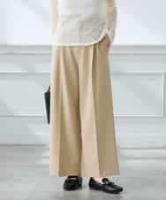 K3LDD20059 a.v.v Elmi(アー・ヴェ・ヴェ) 【低身長サイズ】【洗える】ハイウエストワイドパンツ ネイビー