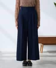 K3LDD20059 a.v.v Elmi(アー・ヴェ・ヴェ) 【低身長サイズ】【洗える】ハイウエストワイドパンツ ネイビー