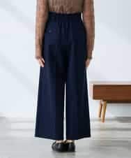 K3LDD20059 a.v.v Elmi(アー・ヴェ・ヴェ) 【低身長サイズ】【洗える】ハイウエストワイドパンツ ネイビー