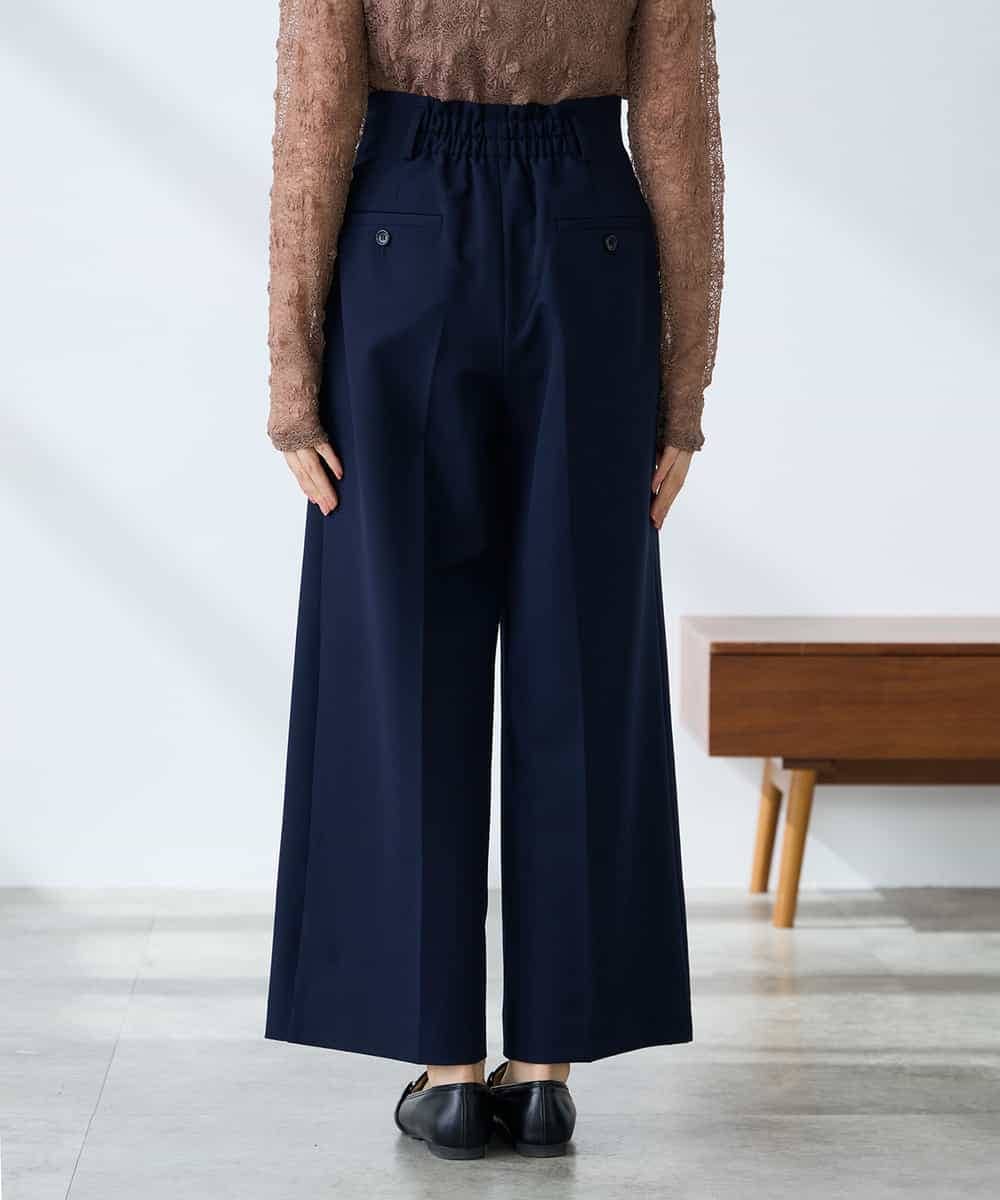 K3LDD20059 a.v.v Elmi(アー・ヴェ・ヴェ) 【低身長サイズ】【洗える】ハイウエストワイドパンツ ネイビー