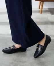 K3LDD20059 a.v.v Elmi(アー・ヴェ・ヴェ) 【低身長サイズ】【洗える】ハイウエストワイドパンツ ネイビー