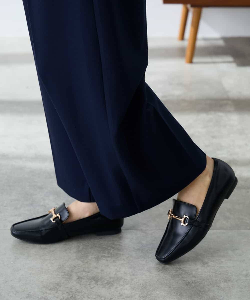 K3LDD20059 a.v.v Elmi(アー・ヴェ・ヴェ) 【低身長サイズ】【洗える】ハイウエストワイドパンツ ネイビー