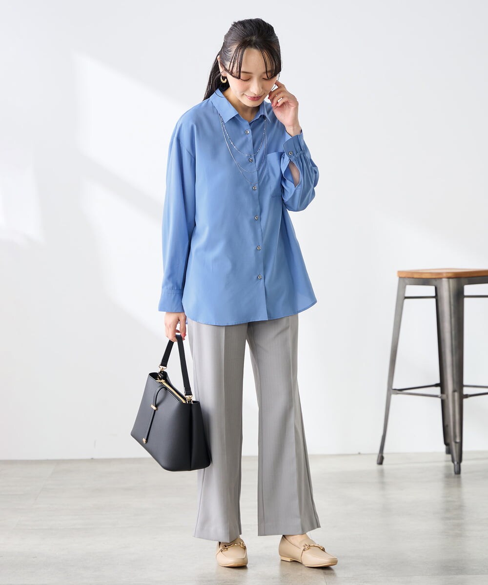 K3LFD02049 a.v.v Elmi(アー・ヴェ・ヴェ) 【低身長サイズ】［支持率NO.1/イージーケア/ストレッチ］スッキリ見えストレートパンツ ピンク