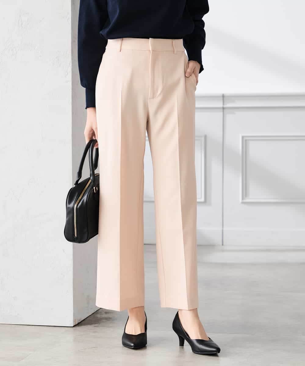 K3LFD02049 a.v.v Elmi(アー・ヴェ・ヴェ) 【低身長サイズ】［支持率NO.1/イージーケア/ストレッチ］スッキリ見えストレートパンツ ピンク