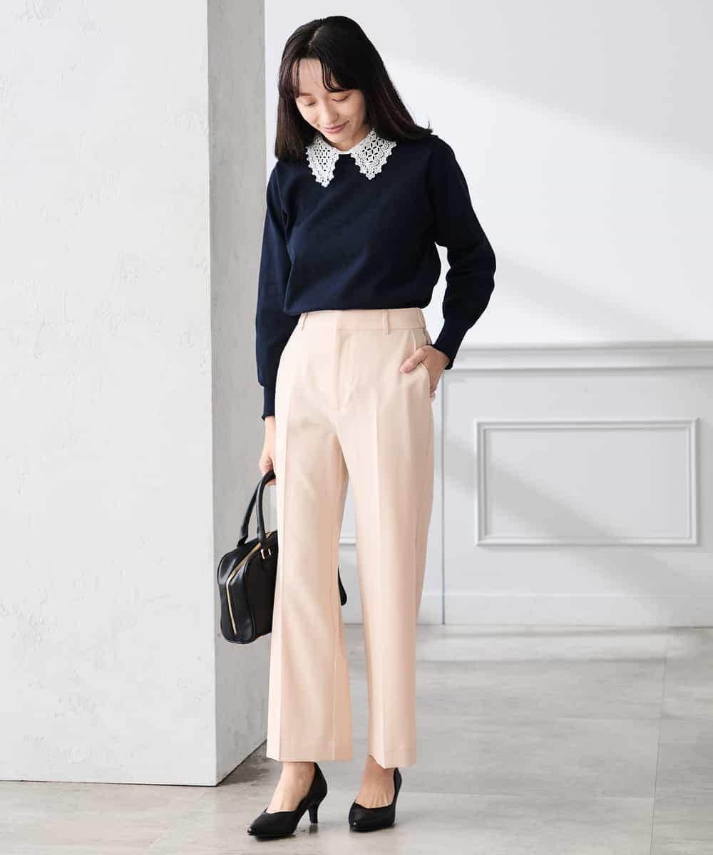 K3LFD02049 a.v.v Elmi(アー・ヴェ・ヴェ) 【低身長サイズ】［支持率NO.1/イージーケア/ストレッチ］スッキリ見えストレートパンツ ピンク