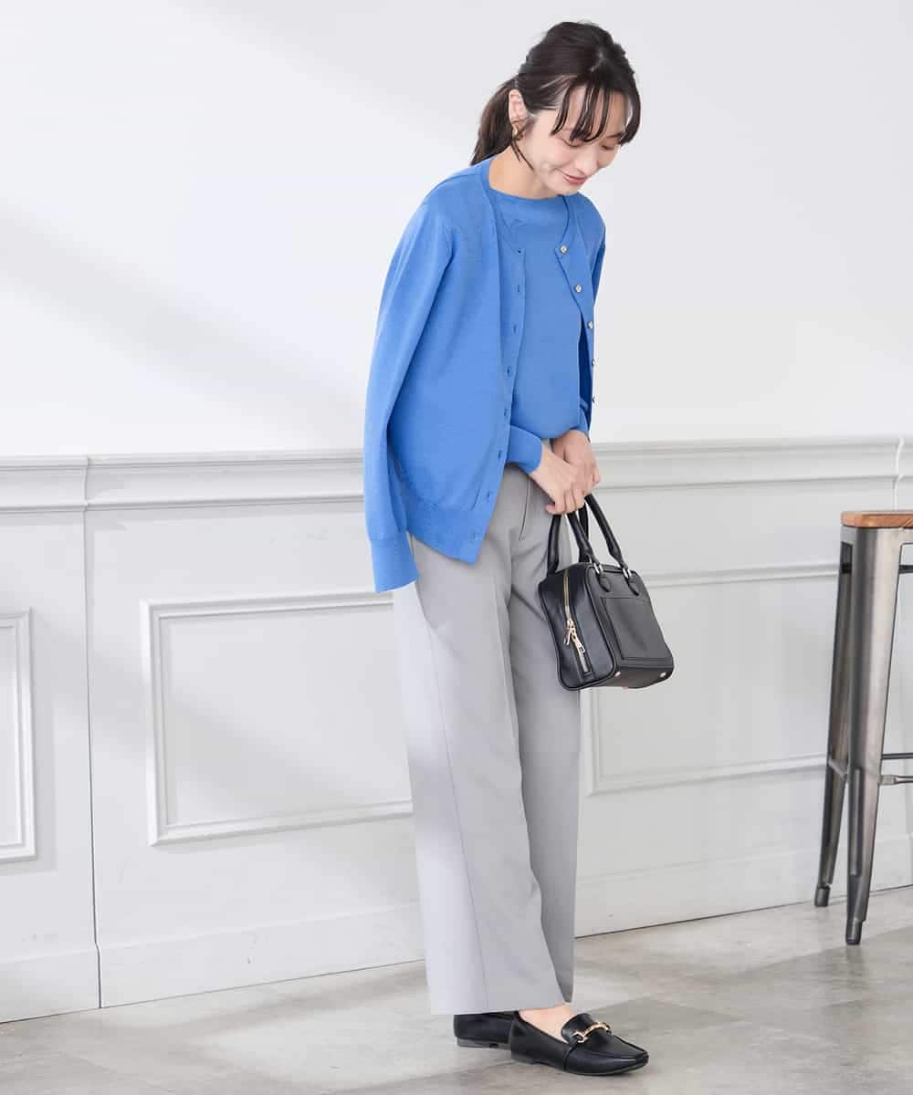 K3LFD02049 a.v.v Elmi(アー・ヴェ・ヴェ) 【低身長サイズ】［支持率NO.1/イージーケア/ストレッチ］スッキリ見えストレートパンツ ピンク