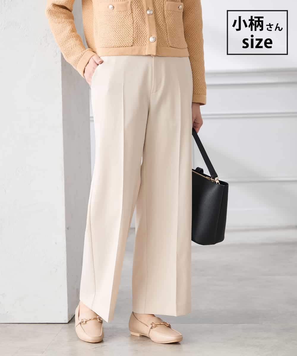 K3LFD02049 a.v.v Elmi(アー・ヴェ・ヴェ) 【低身長サイズ】［支持率NO.1/イージーケア/ストレッチ］スッキリ見えストレートパンツ アイボリー