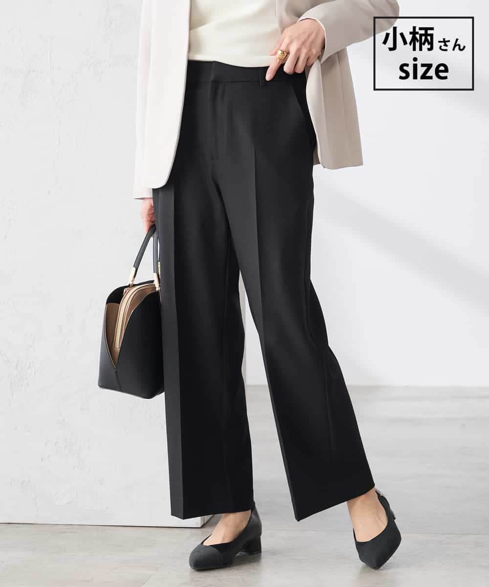 K3LFD02049 a.v.v Elmi(アー・ヴェ・ヴェ) 【低身長サイズ】［支持率NO.1/イージーケア/ストレッチ］スッキリ見えストレートパンツ ブラック