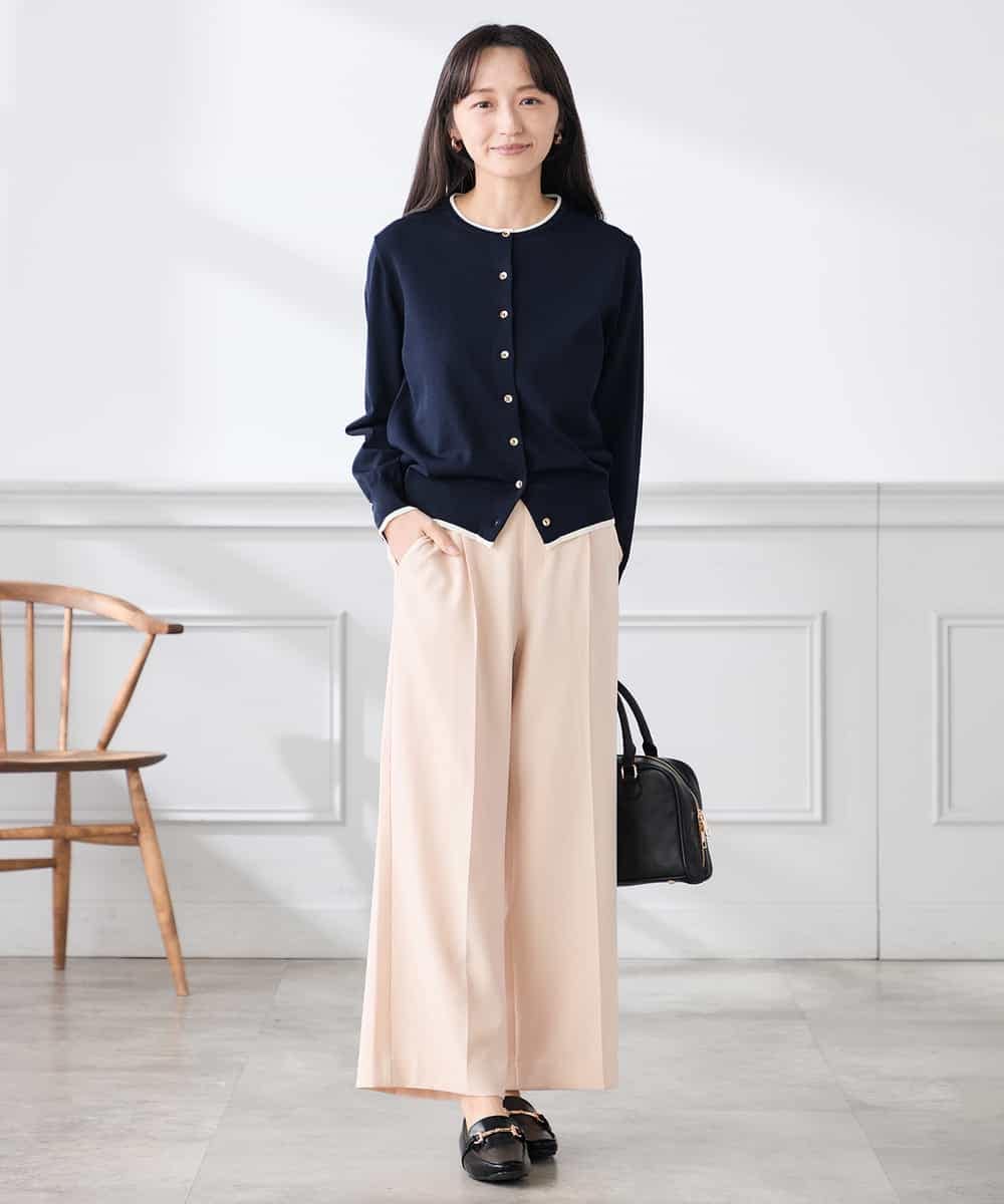 K3LFD03049 a.v.v Elmi(アー・ヴェ・ヴェ) 【低身長サイズ/caho様ご紹介】［支持率NO.1/イージーケア/ストレッチ］スッキリ見えワイドパンツ ピンク