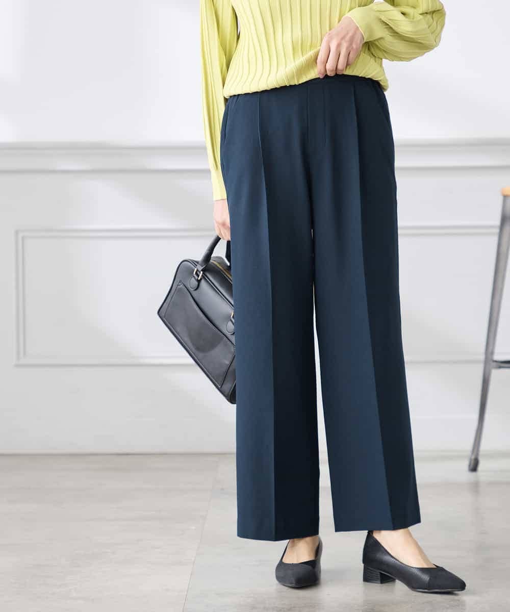 K3LFD03049 a.v.v Elmi(アー・ヴェ・ヴェ) 【低身長サイズ/caho様ご紹介】［支持率NO.1/イージーケア/ストレッチ］スッキリ見えワイドパンツ ピンク