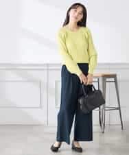 K3LFD03049 a.v.v Elmi(アー・ヴェ・ヴェ) 【低身長サイズ/caho様ご紹介】［支持率NO.1/イージーケア/ストレッチ］スッキリ見えワイドパンツ ピンク