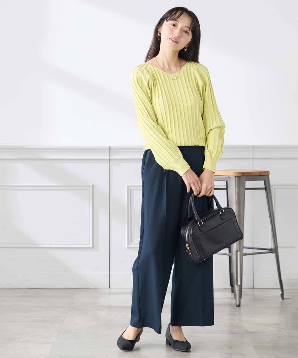 K3LFD03049 a.v.v Elmi(アー・ヴェ・ヴェ) 【低身長サイズ/caho様ご紹介】［支持率NO.1/イージーケア/ストレッチ］スッキリ見えワイドパンツ ピンク