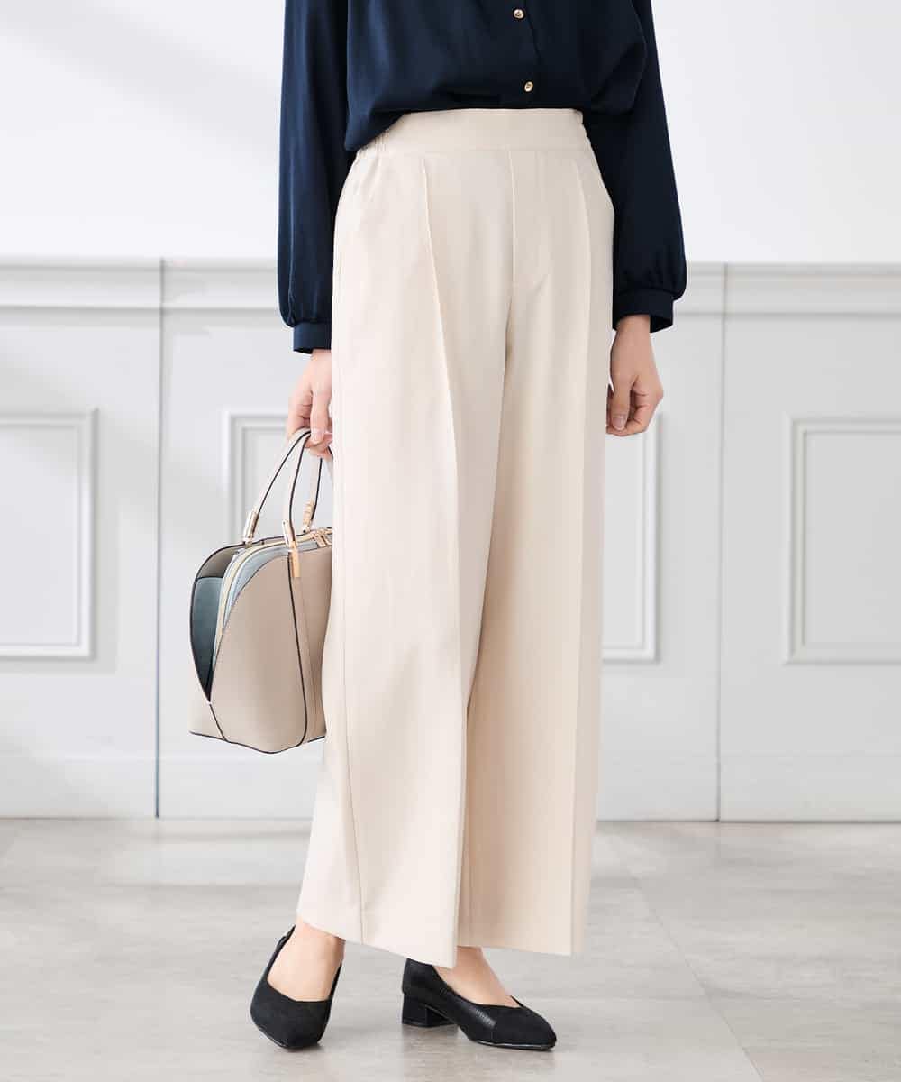 K3LFD03049 a.v.v Elmi(アー・ヴェ・ヴェ) 【低身長サイズ/caho様ご紹介】［支持率NO.1/イージーケア/ストレッチ］スッキリ見えワイドパンツ ピンク