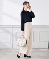 K3LFD03049 a.v.v Elmi(アー・ヴェ・ヴェ) 【低身長サイズ/caho様ご紹介】［支持率NO.1/イージーケア/ストレッチ］スッキリ見えワイドパンツ ピンク