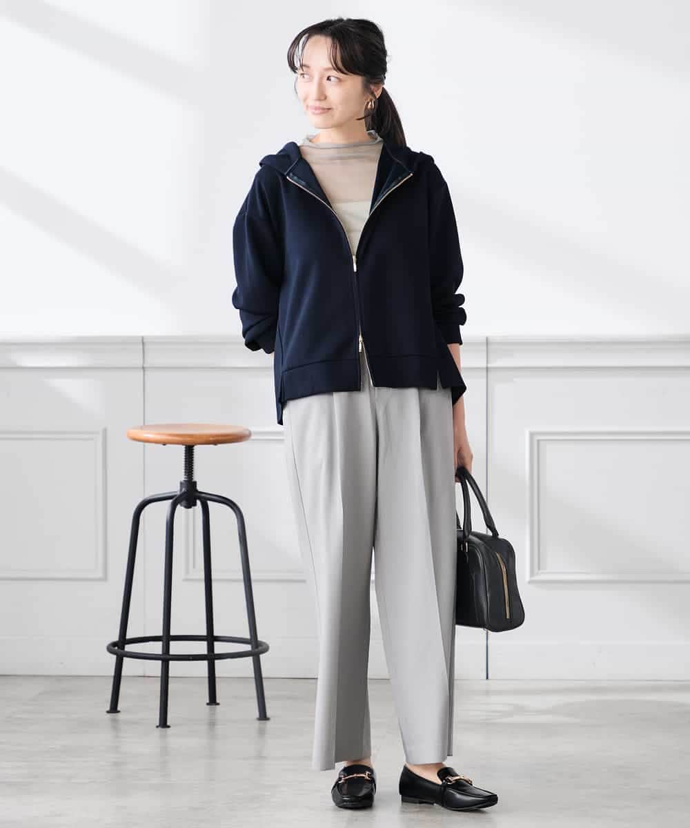 K3LFD03049 a.v.v Elmi(アー・ヴェ・ヴェ) 【低身長サイズ/caho様ご紹介】［支持率NO.1/イージーケア/ストレッチ］スッキリ見えワイドパンツ ピンク