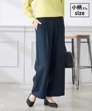K3LFD03049 a.v.v Elmi(アー・ヴェ・ヴェ) 【低身長サイズ/caho様ご紹介】［支持率NO.1/イージーケア/ストレッチ］スッキリ見えワイドパンツ ネイビー
