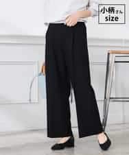 K3LFD03049 a.v.v Elmi(アー・ヴェ・ヴェ) 【低身長サイズ/caho様ご紹介】［支持率NO.1/イージーケア/ストレッチ］スッキリ見えワイドパンツ ブラック