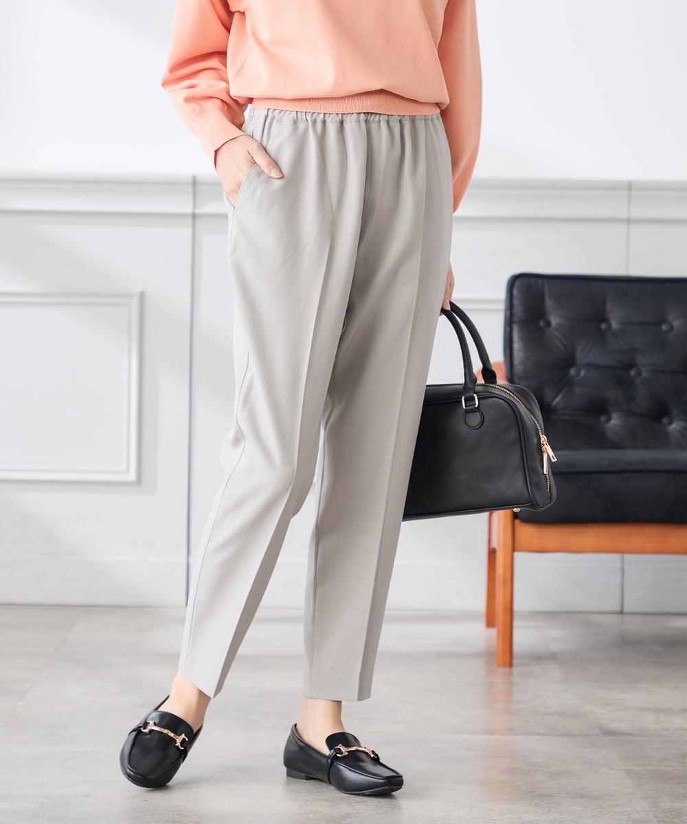 K3LFD04049 a.v.v Elmi(アー・ヴェ・ヴェ) 【低身長サイズ/しい様ご紹介】［支持率NO.1/イージーケア］イージーテーパードパンツ ライトカーキ