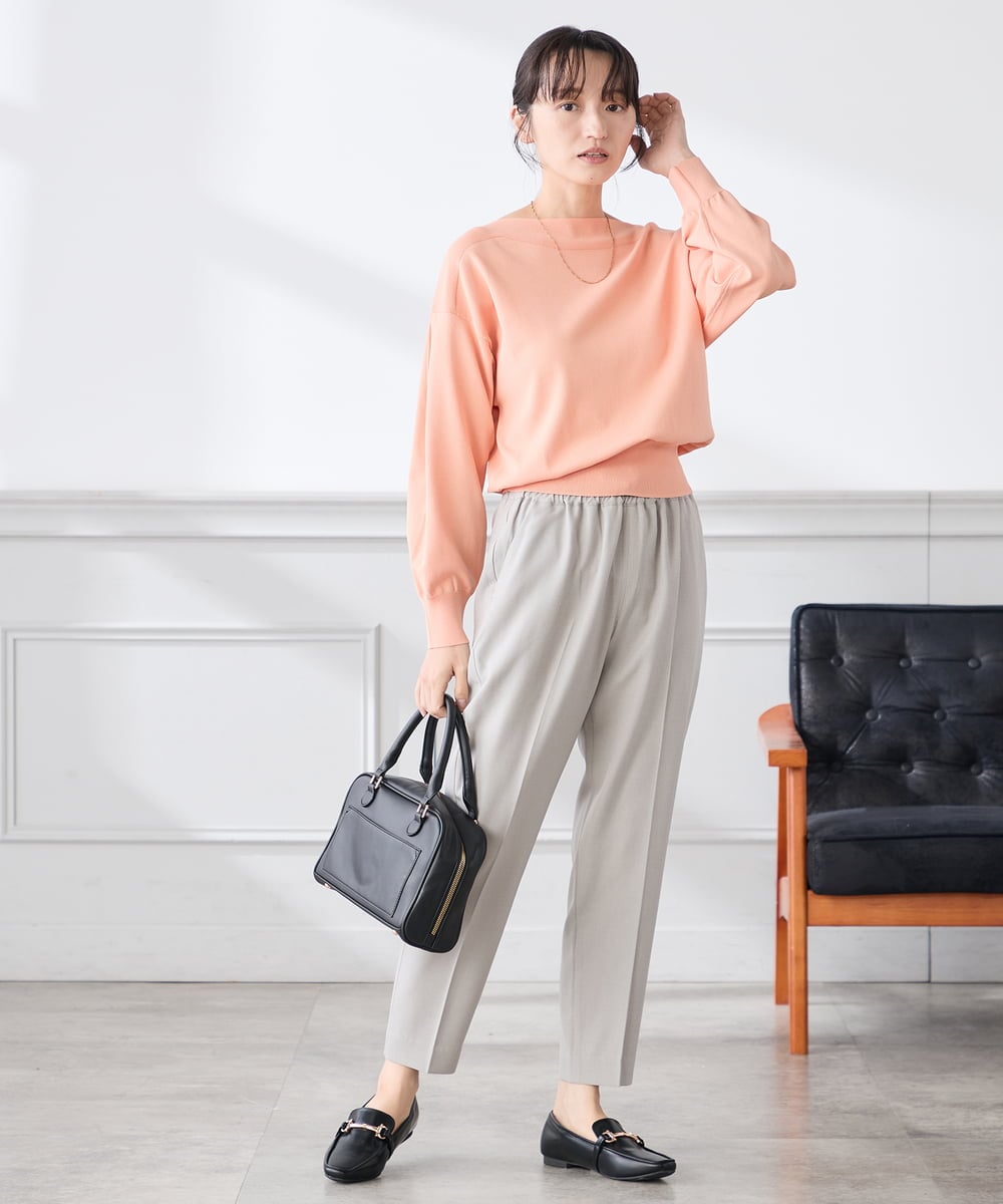 K3LFD04049 a.v.v Elmi(アー・ヴェ・ヴェ) 【低身長サイズ/しい様ご紹介】［支持率NO.1/イージーケア］イージーテーパードパンツ ライトカーキ