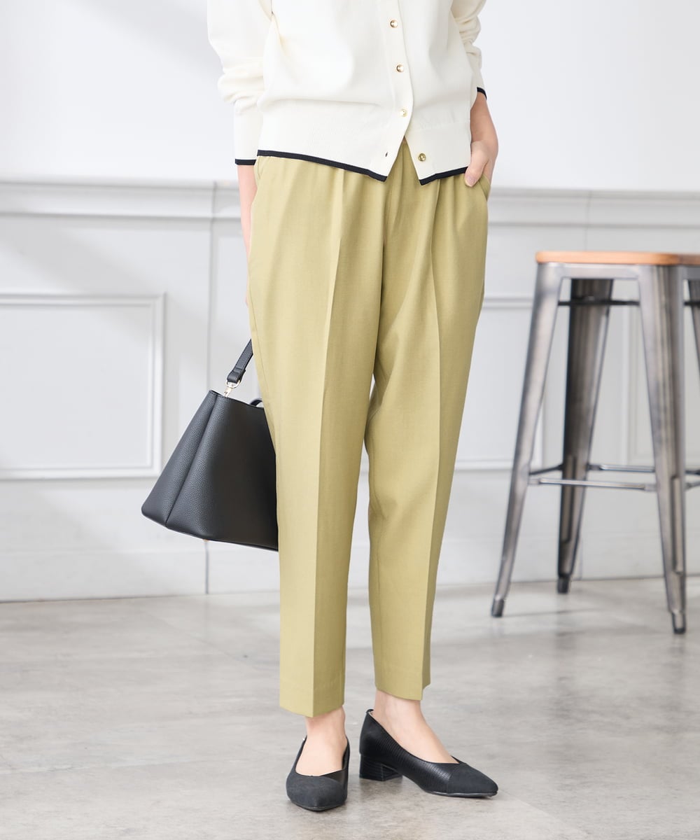 K3LFD04049 a.v.v Elmi(アー・ヴェ・ヴェ) 【低身長サイズ/しい様ご紹介】［支持率NO.1/イージーケア］イージーテーパードパンツ ライトカーキ