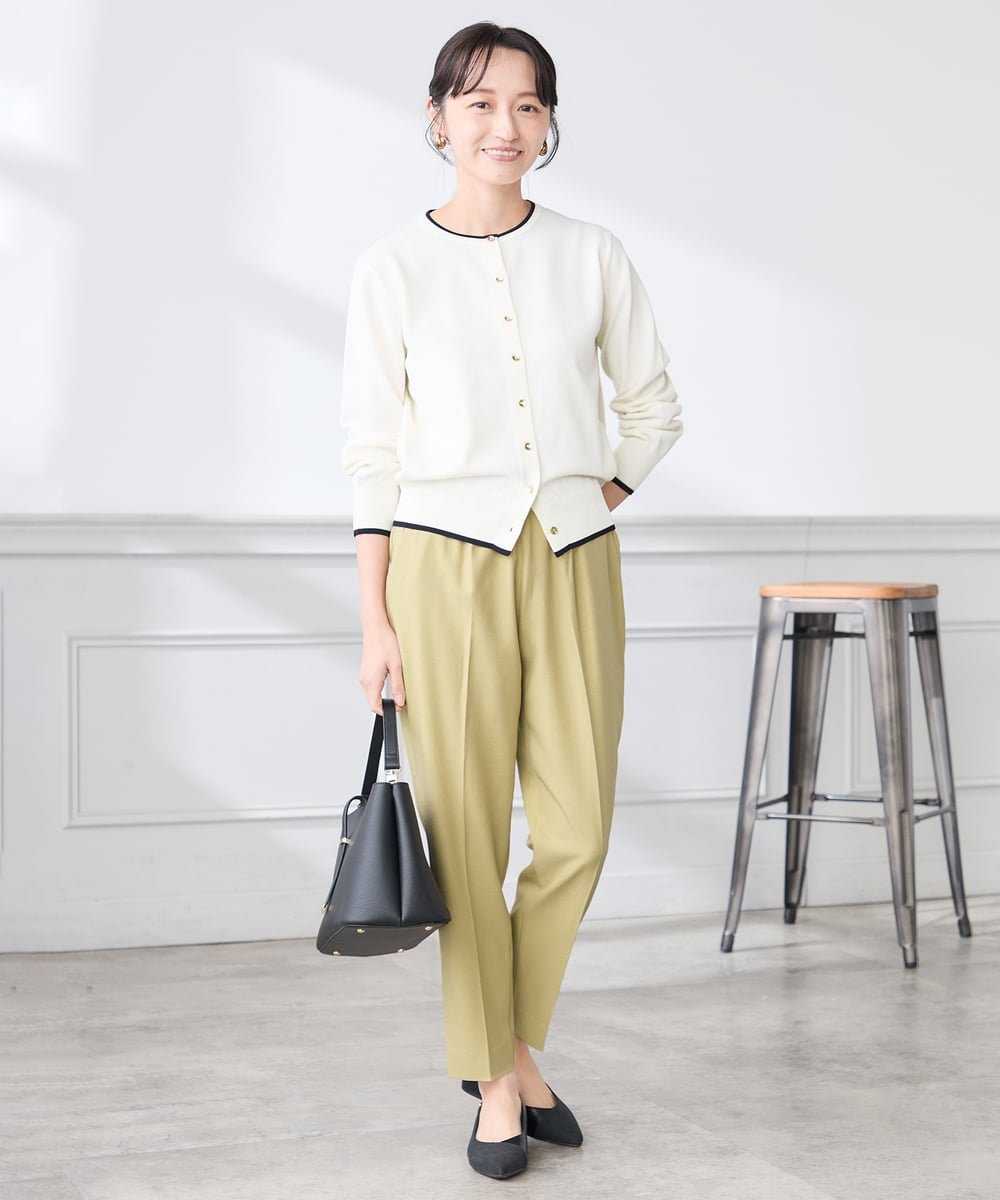 K3LFD04049 a.v.v Elmi(アー・ヴェ・ヴェ) 【低身長サイズ/しい様ご紹介】［支持率NO.1/イージーケア］イージーテーパードパンツ ライトカーキ