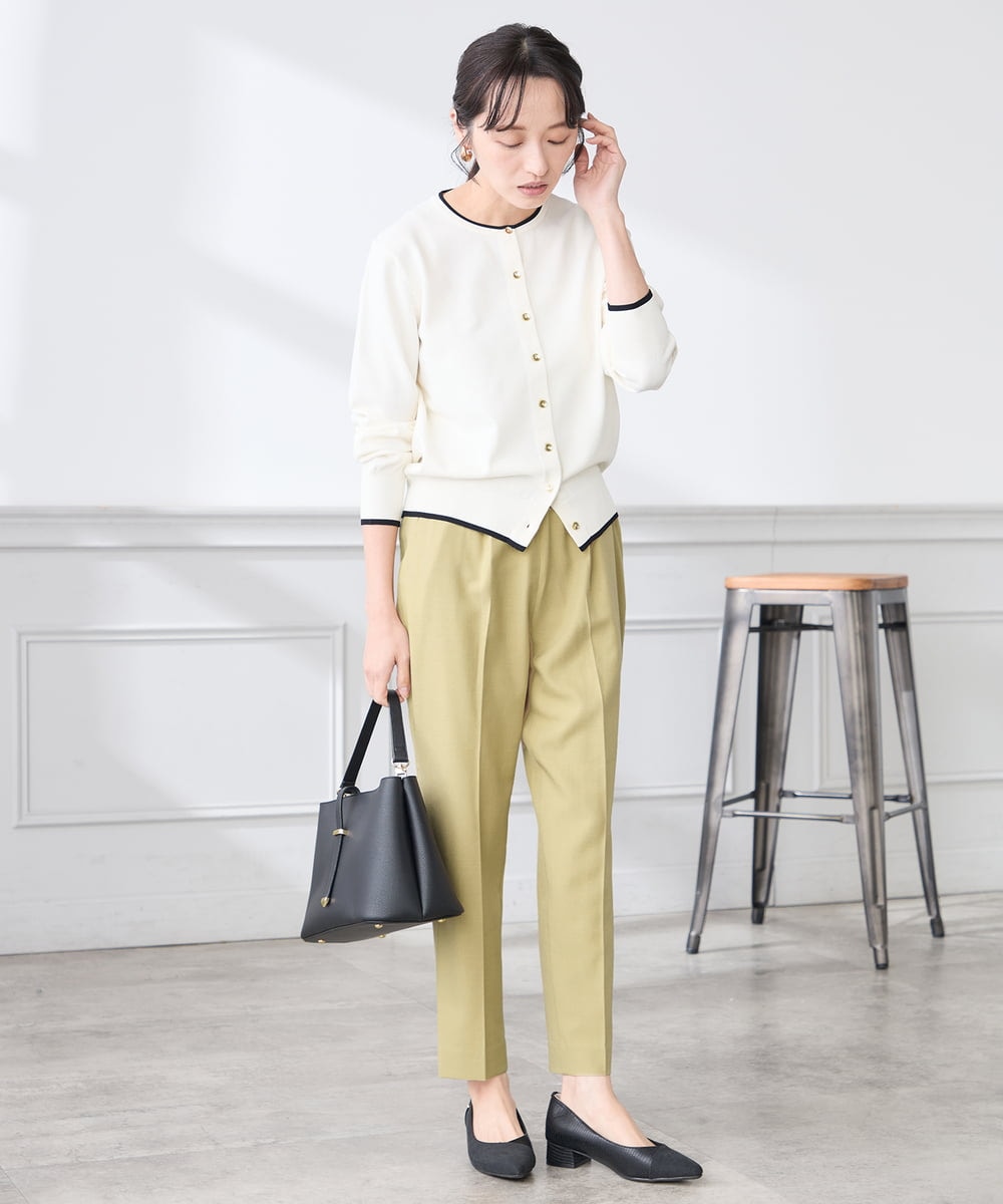 K3LFD04049 a.v.v Elmi(アー・ヴェ・ヴェ) 【低身長サイズ/しい様ご紹介】［支持率NO.1/イージーケア］イージーテーパードパンツ ライトカーキ