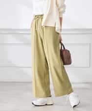 K3LFD05049 a.v.v Elmi(アー・ヴェ・ヴェ) 【低身長サイズ】［支持率NO.1/イージーケア］イージーワイドパンツ ライトカーキ