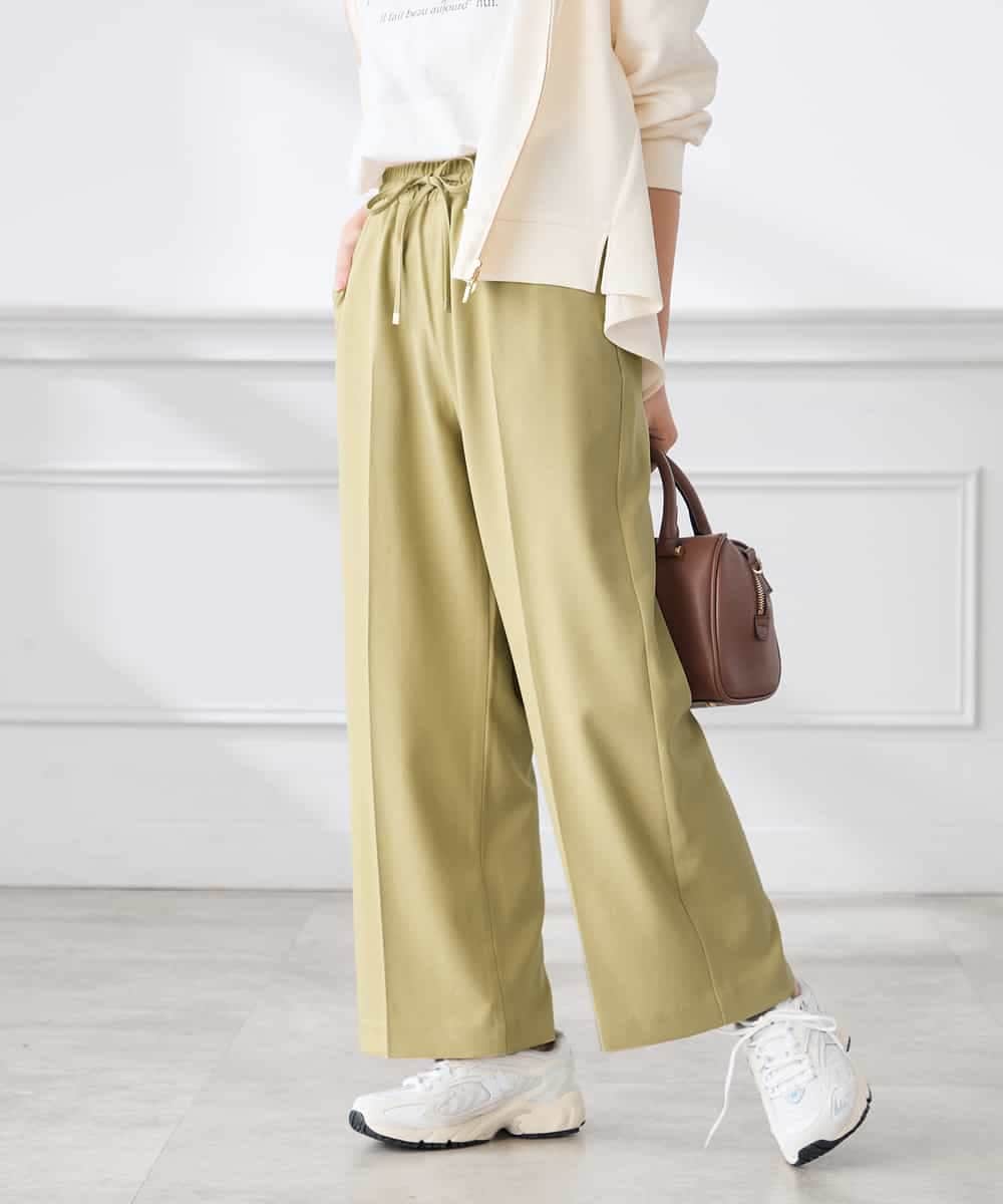 K3LFD05049 a.v.v Elmi(アー・ヴェ・ヴェ) 【低身長サイズ】［支持率NO.1/イージーケア］イージーワイドパンツ ライトカーキ