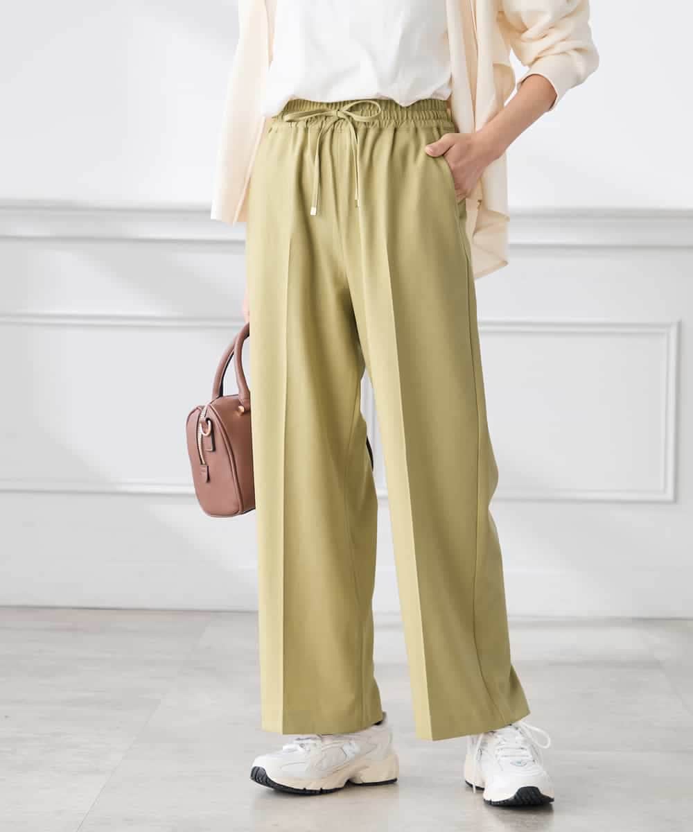 K3LFD05049 a.v.v Elmi(アー・ヴェ・ヴェ) 【低身長サイズ】［支持率NO.1/イージーケア］イージーワイドパンツ ライトカーキ