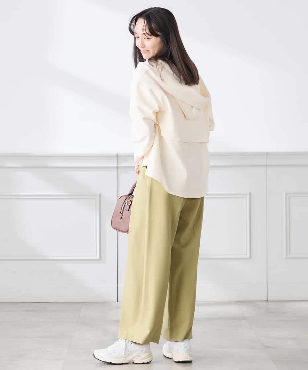 K3LFD05049 a.v.v Elmi(アー・ヴェ・ヴェ) 【低身長サイズ】［支持率NO.1/イージーケア］イージーワイドパンツ ライトカーキ