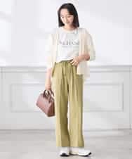 K3LFD05049 a.v.v Elmi(アー・ヴェ・ヴェ) 【低身長サイズ】［支持率NO.1/イージーケア］イージーワイドパンツ ライトカーキ