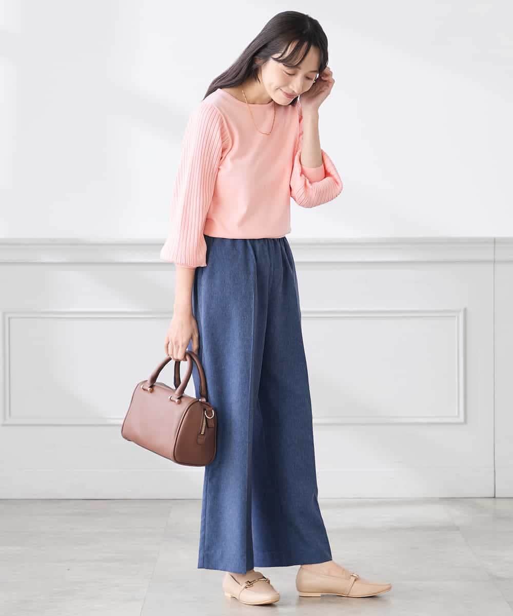 K3LFD05049 a.v.v Elmi(アー・ヴェ・ヴェ) 【低身長サイズ】［支持率NO.1/イージーケア］イージーワイドパンツ ライトカーキ