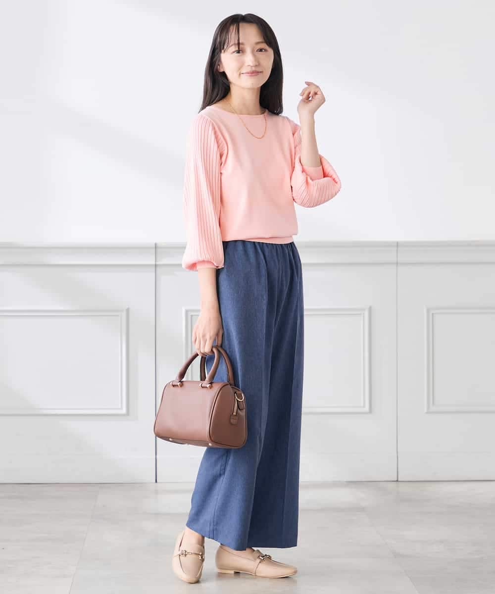 K3LFD05049 a.v.v Elmi(アー・ヴェ・ヴェ) 【低身長サイズ】［支持率NO.1/イージーケア］イージーワイドパンツ ライトカーキ