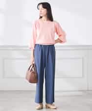 K3LFD05049 a.v.v Elmi(アー・ヴェ・ヴェ) 【低身長サイズ】［支持率NO.1/イージーケア］イージーワイドパンツ ライトカーキ