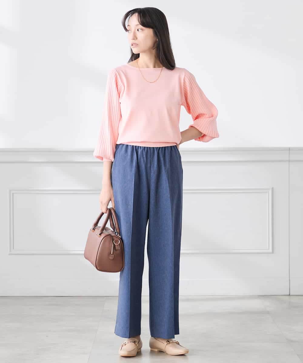 K3LFD05049 a.v.v Elmi(アー・ヴェ・ヴェ) 【低身長サイズ】［支持率NO.1/イージーケア］イージーワイドパンツ ライトカーキ