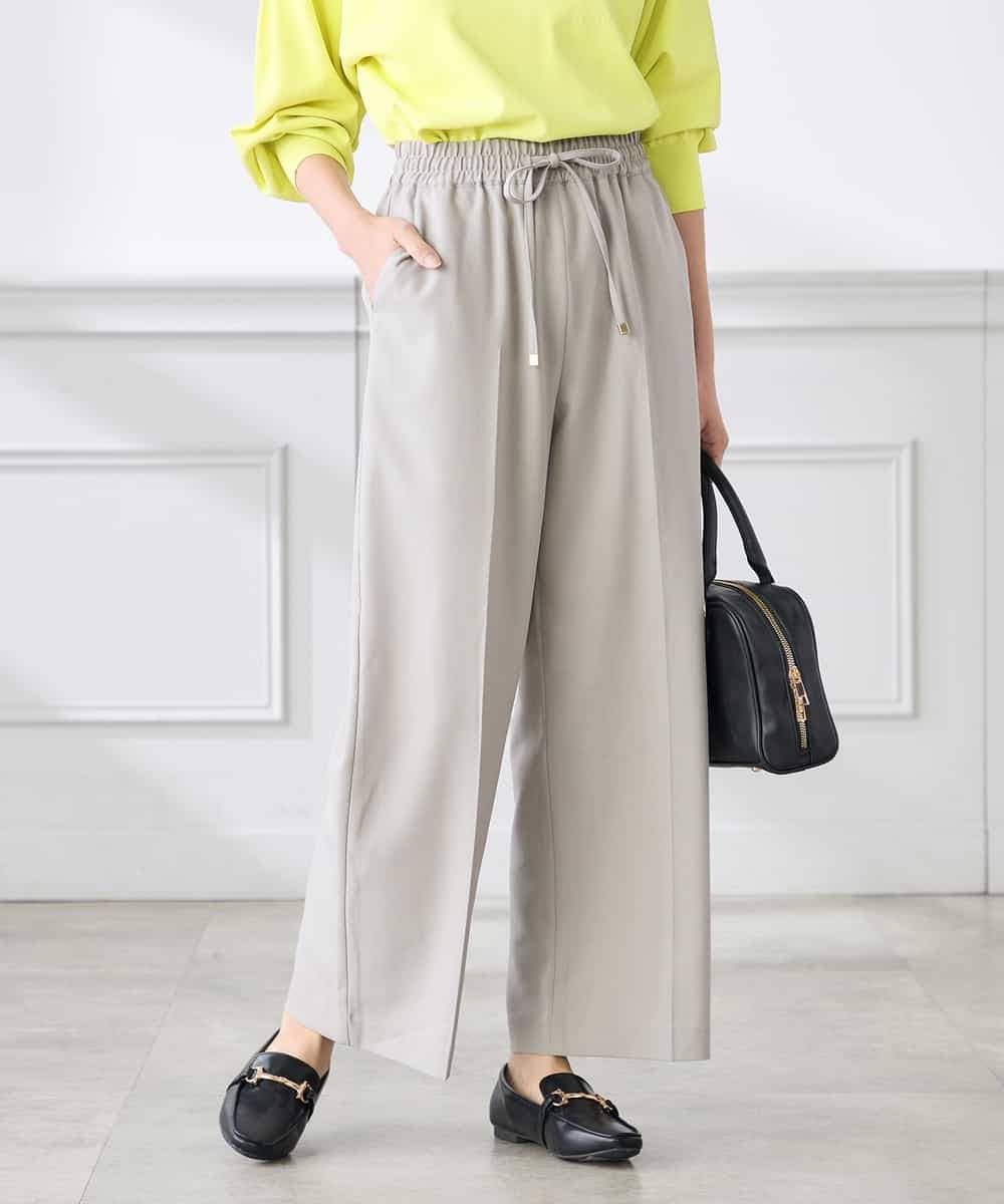 K3LFD05049 a.v.v Elmi(アー・ヴェ・ヴェ) 【低身長サイズ】［支持率NO.1/イージーケア］イージーワイドパンツ ライトカーキ