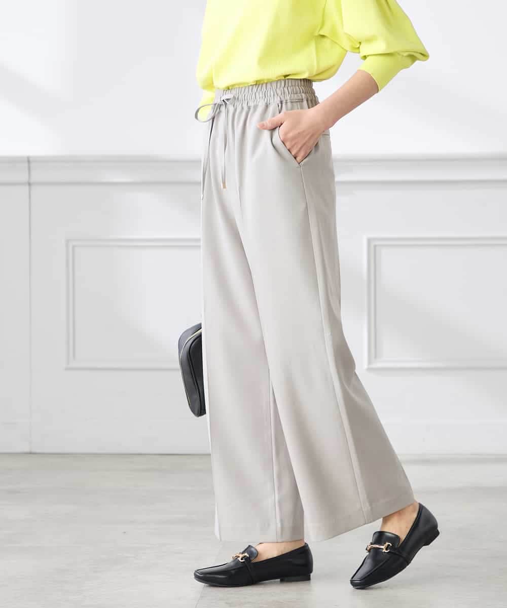 K3LFD05049 a.v.v Elmi(アー・ヴェ・ヴェ) 【低身長サイズ】［支持率NO.1/イージーケア］イージーワイドパンツ ライトカーキ