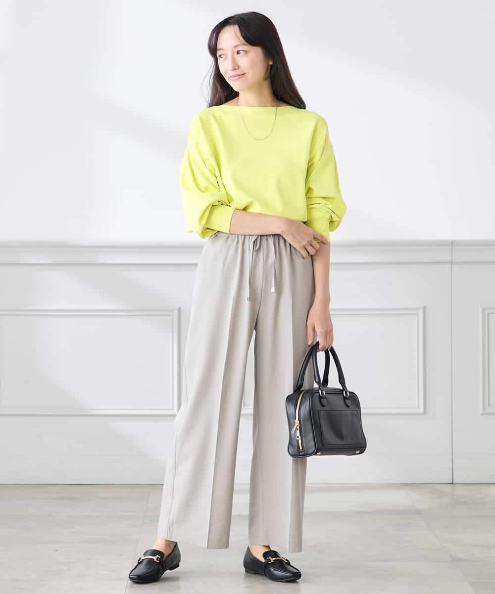 K3LFD05049 a.v.v Elmi(アー・ヴェ・ヴェ) 【低身長サイズ】［支持率NO.1/イージーケア］イージーワイドパンツ ライトカーキ