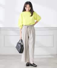 K3LFD05049 a.v.v Elmi(アー・ヴェ・ヴェ) 【低身長サイズ】［支持率NO.1/イージーケア］イージーワイドパンツ ライトカーキ