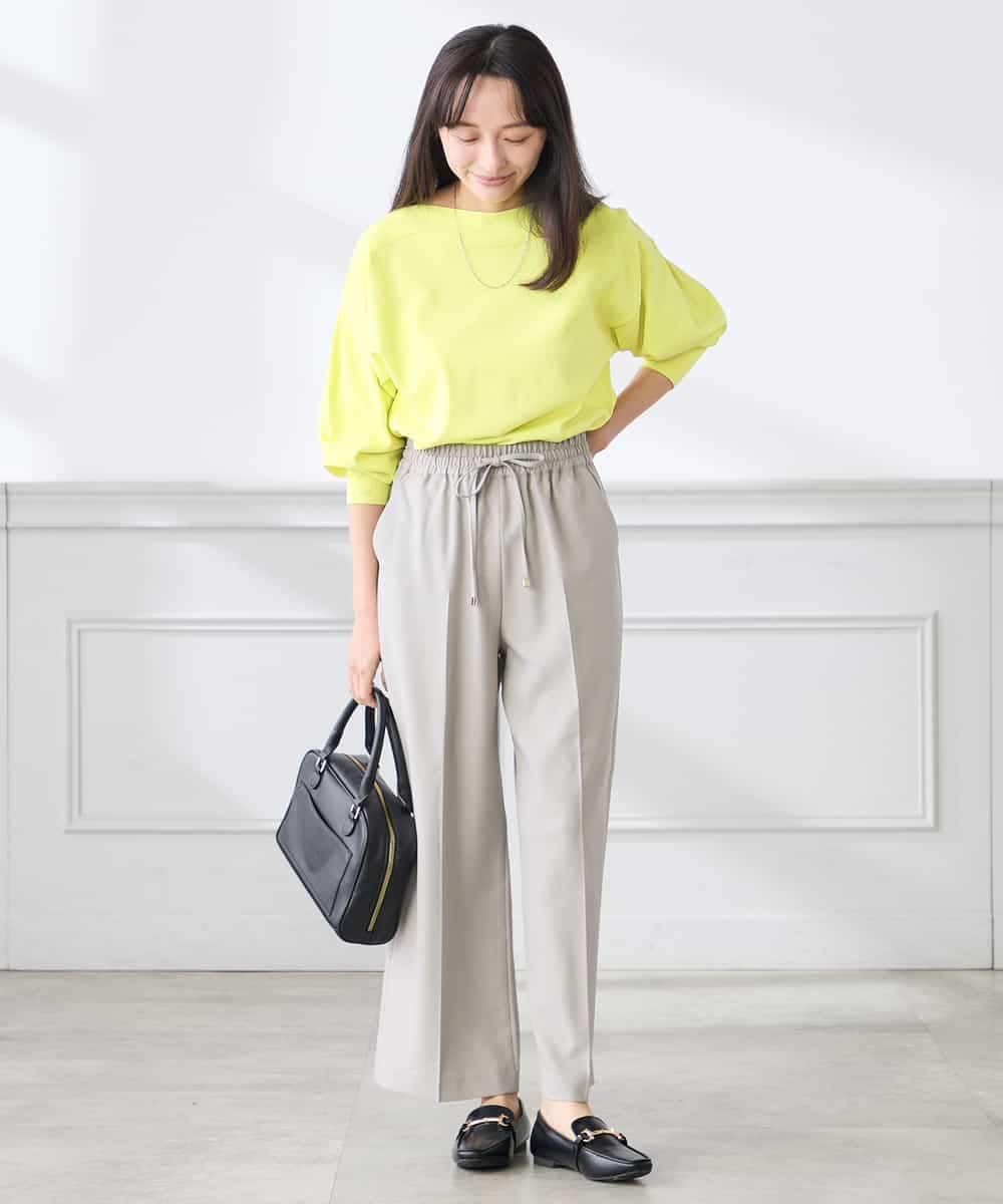 K3LFD05049 a.v.v Elmi(アー・ヴェ・ヴェ) 【低身長サイズ】［支持率NO.1/イージーケア］イージーワイドパンツ ライトカーキ