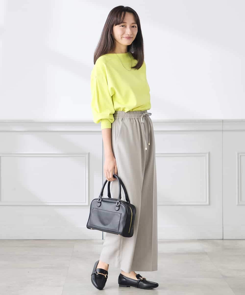 K3LFD05049 a.v.v Elmi(アー・ヴェ・ヴェ) 【低身長サイズ】［支持率NO.1/イージーケア］イージーワイドパンツ ライトカーキ