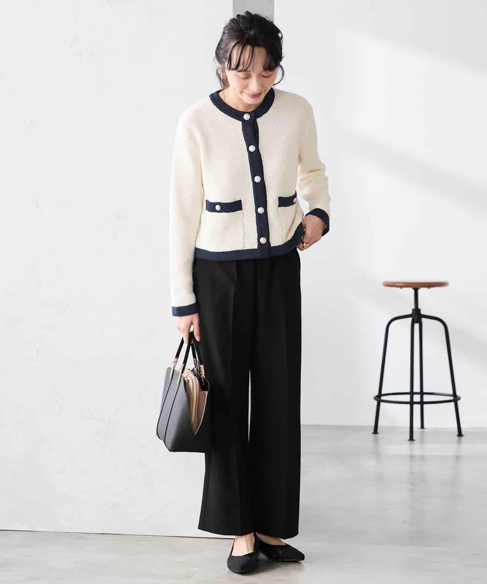 K3LFD05049 a.v.v Elmi(アー・ヴェ・ヴェ) 【低身長サイズ】［支持率NO.1/イージーケア］イージーワイドパンツ ライトカーキ