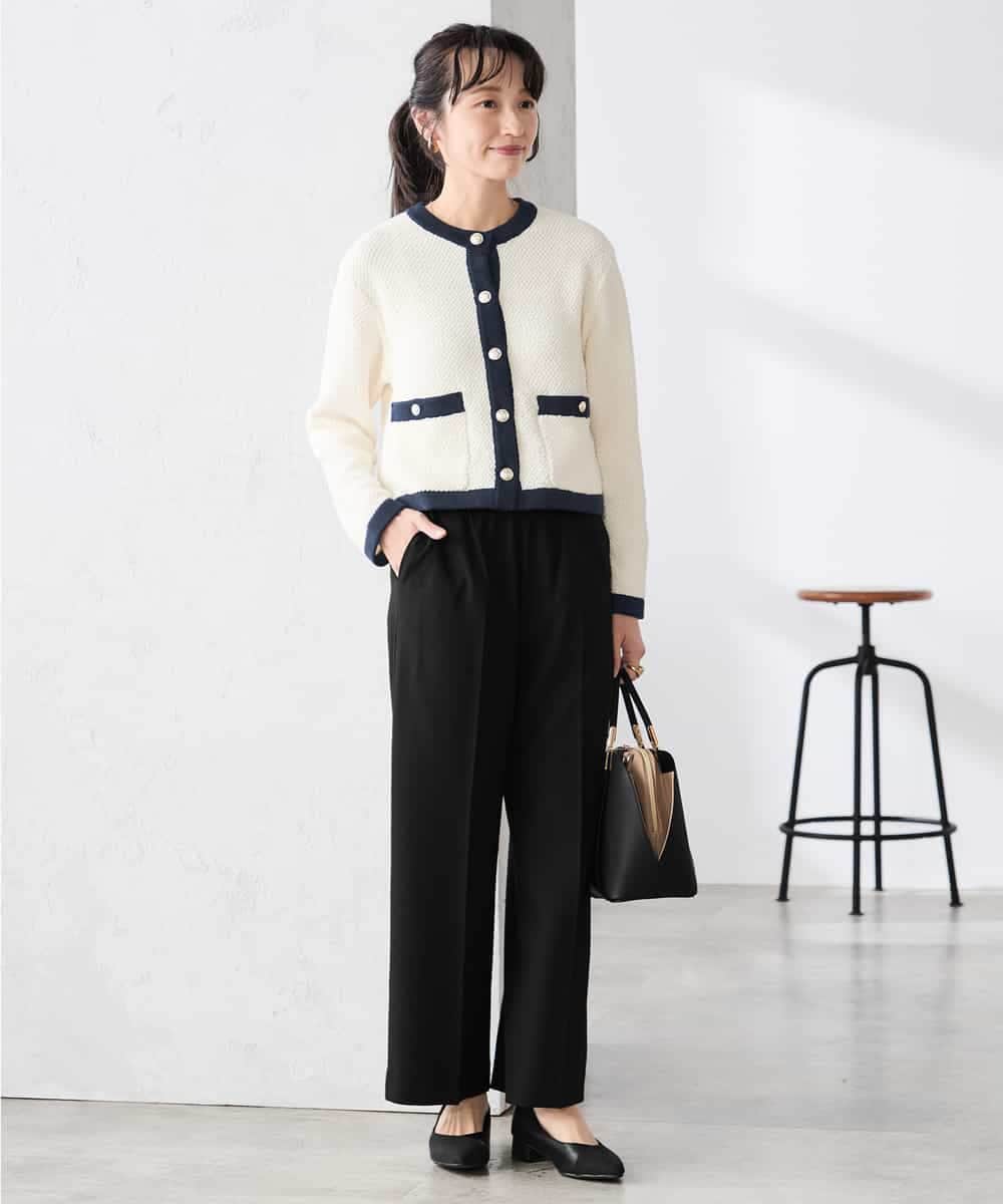 K3LFD05049 a.v.v Elmi(アー・ヴェ・ヴェ) 【低身長サイズ】［支持率NO.1/イージーケア］イージーワイドパンツ ライトカーキ