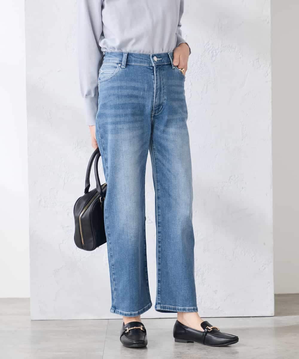 K3LFD08059 a.v.v Elmi(アー・ヴェ・ヴェ) 【低身長サイズ】ストレートデニムパンツ ライトブルー