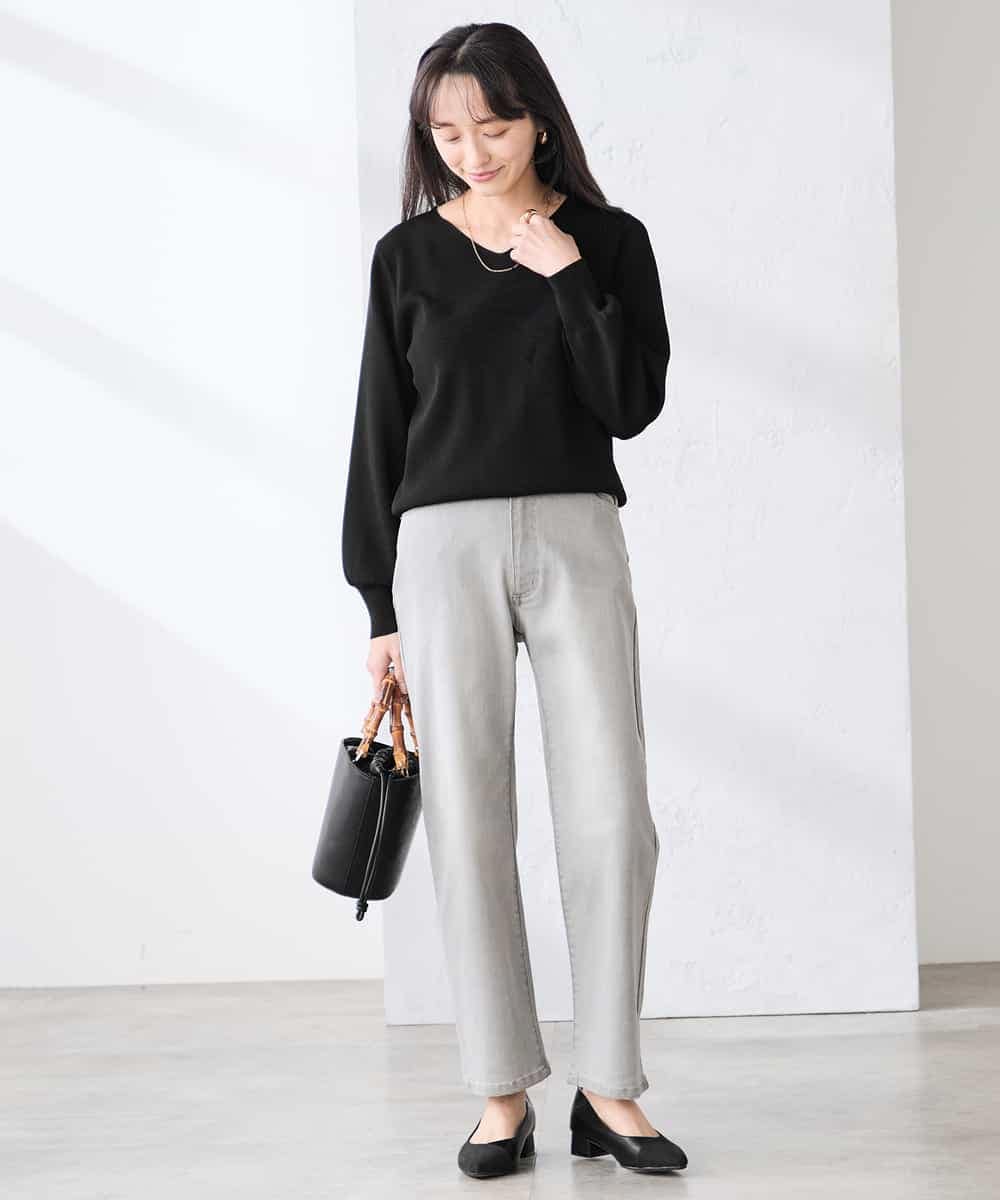 K3LFD08059 a.v.v Elmi(アー・ヴェ・ヴェ) 【低身長サイズ】ストレートデニムパンツ ライトブルー