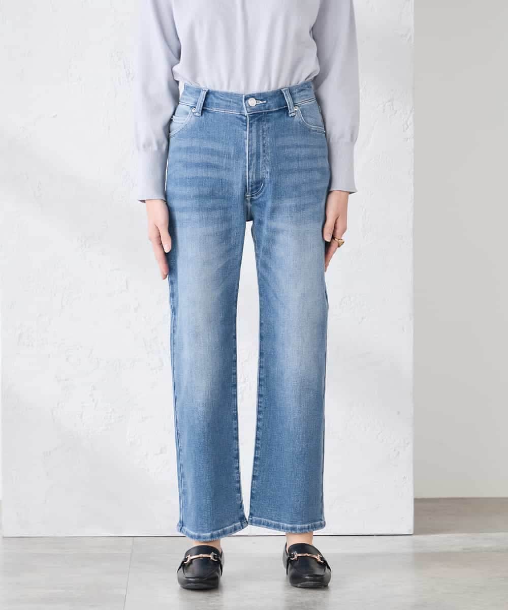 K3LFD08059 a.v.v Elmi(アー・ヴェ・ヴェ) 【低身長サイズ】ストレートデニムパンツ ライトブルー