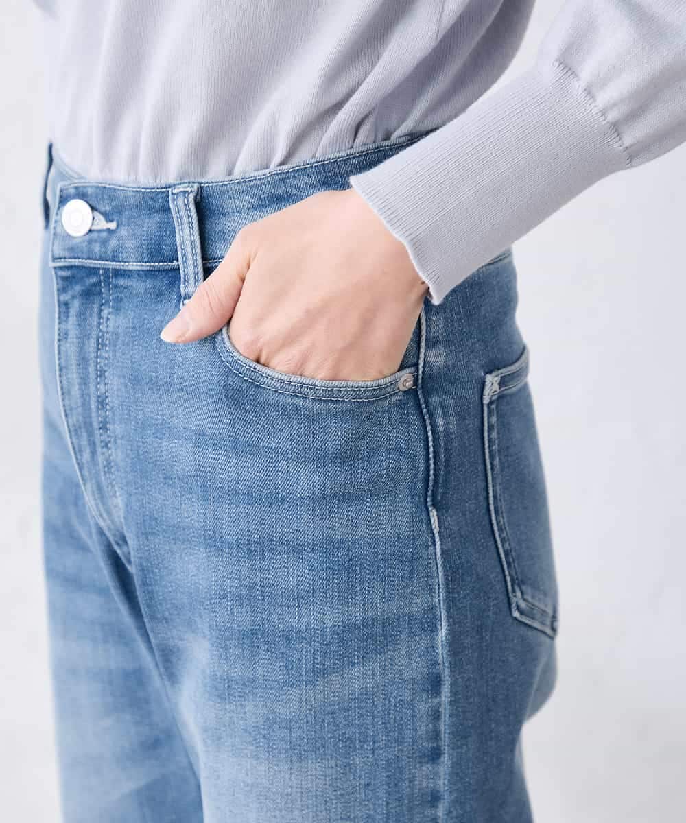 K3LFD08059 a.v.v Elmi(アー・ヴェ・ヴェ) 【低身長サイズ】ストレートデニムパンツ ライトブルー