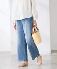 K3LFD10059 a.v.v Elmi(アー・ヴェ・ヴェ) 【低身長サイズ】ワイドデニムパンツ ブルー