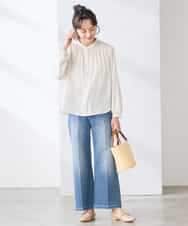 K3LFD10059 a.v.v Elmi(アー・ヴェ・ヴェ) 【低身長サイズ】ワイドデニムパンツ ブルー