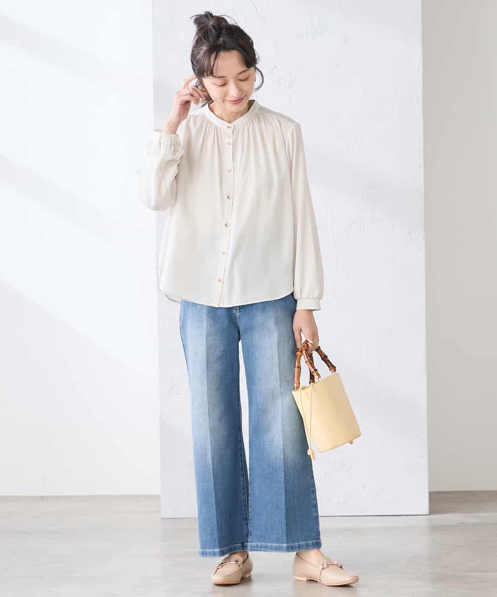 K3LFD10059 a.v.v Elmi(アー・ヴェ・ヴェ) 【低身長サイズ】ワイドデニムパンツ ブルー